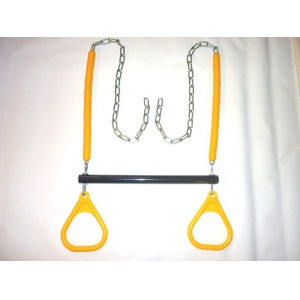 Trapeze bar and rings with softgrip chain